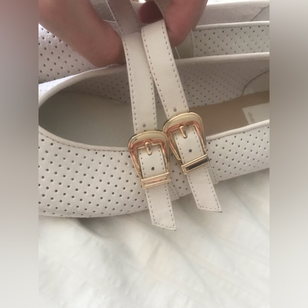 Dolce Vita Cream Perforated Double-Buckle Flats - Picture 8 of 13
